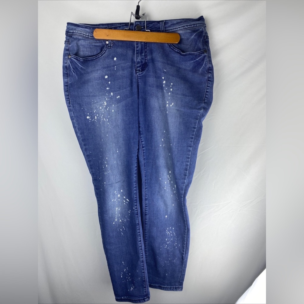 Earl Jean Skinny Jeans Blue White Polka Dot Stretch Denim Size 12
